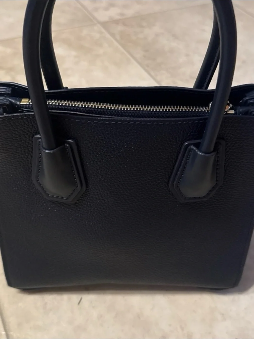 Michael Kors Black Leather MeMini Satchel with Gold Hardware